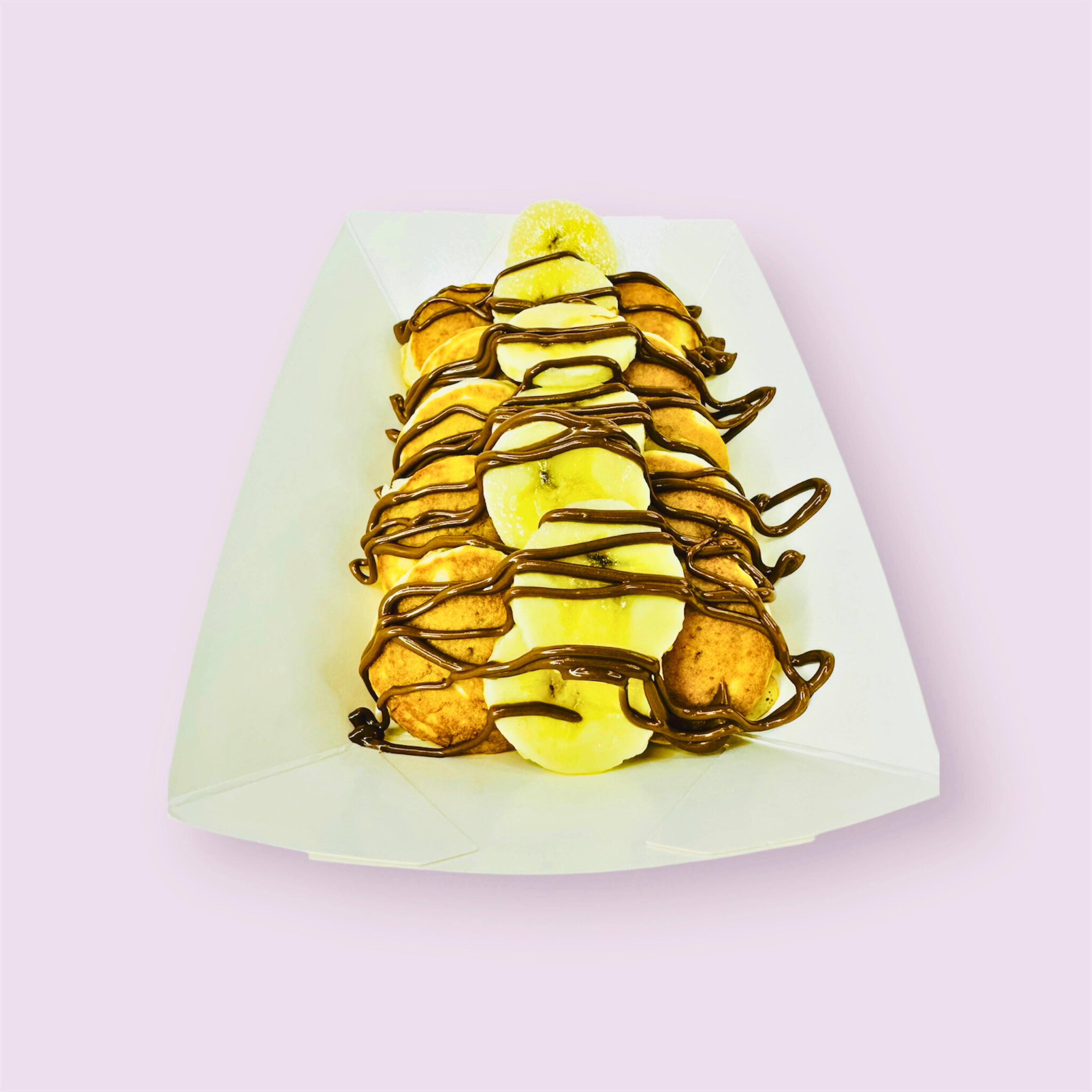 Banana & chocolate drizzled pancakes