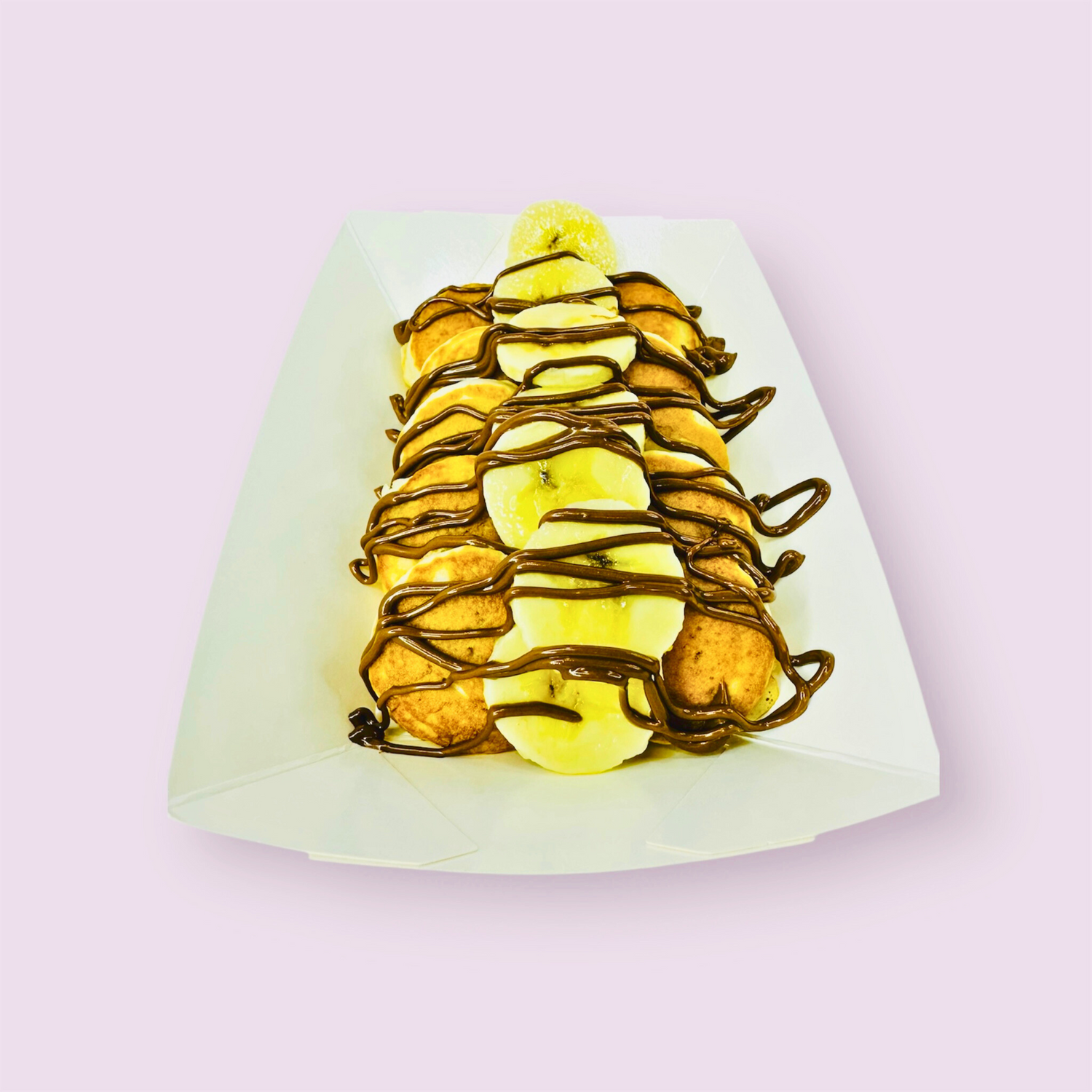 Banana & chocolate drizzled pancakes